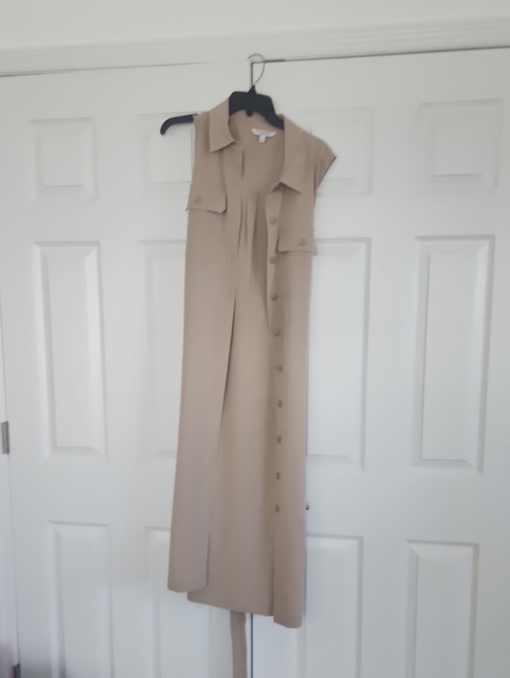 Liverpool Sleeveless Maxi Shirt Dress in Beige